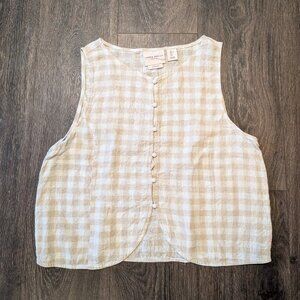 Laura Ashley Cream Checkered Vest.